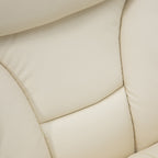 Fauteuil inclinable manuel en cuir PU blanc crème avec repose-pieds, poche latérale, porte-gobelet, inclinaison à 135°, pivot à 360°