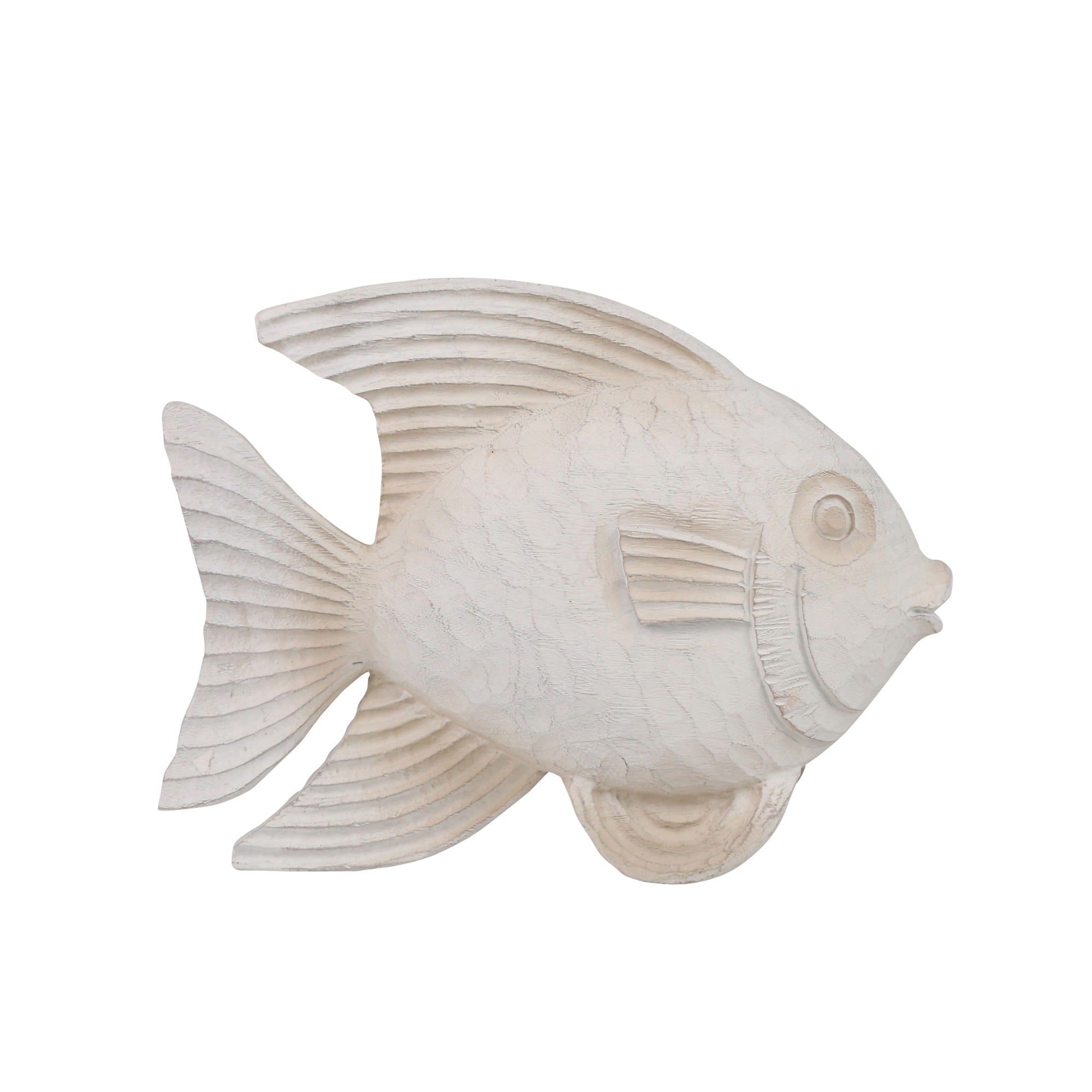Sculpture de poisson blanchi à la chaux côtière de Sagebrook Home pour la décoration du salon, de la chambre ou du bureau