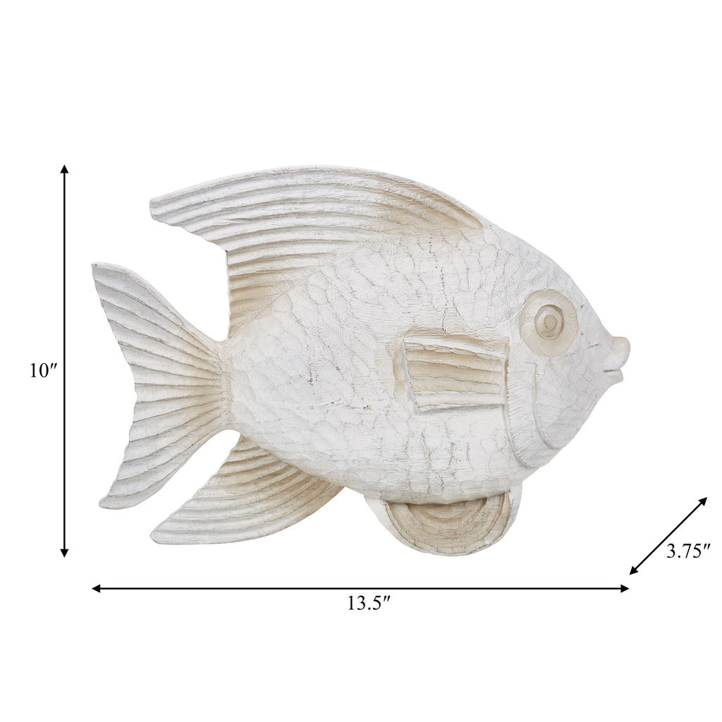 Sculpture de poisson blanchi à la chaux côtière de Sagebrook Home pour la décoration du salon, de la chambre ou du bureau