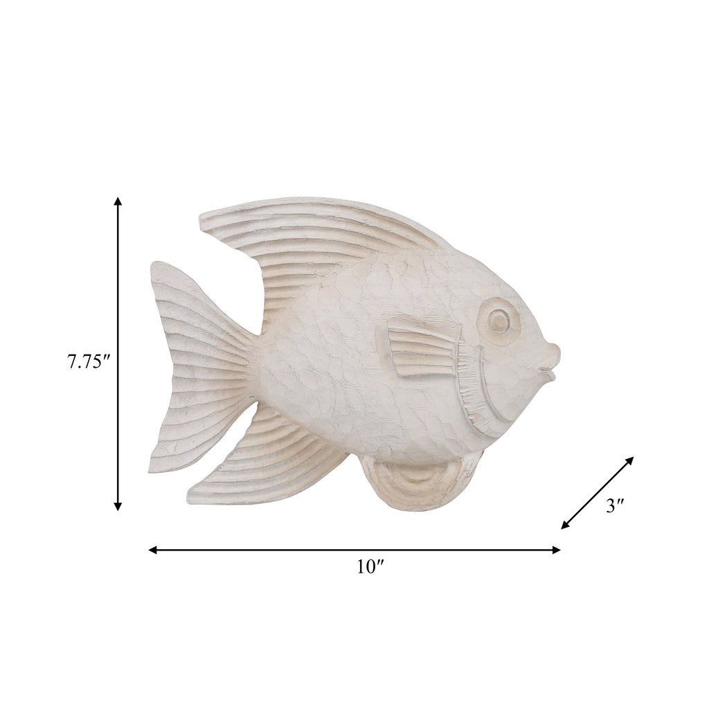 Sculpture de poisson blanchi à la chaux côtière de Sagebrook Home pour la décoration du salon, de la chambre ou du bureau