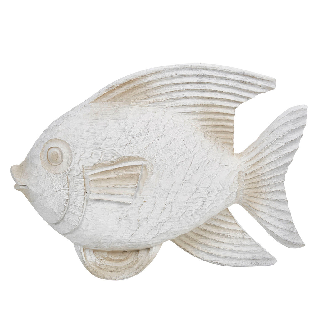 Sculpture de poisson blanchi à la chaux côtière de Sagebrook Home pour la décoration du salon, de la chambre ou du bureau