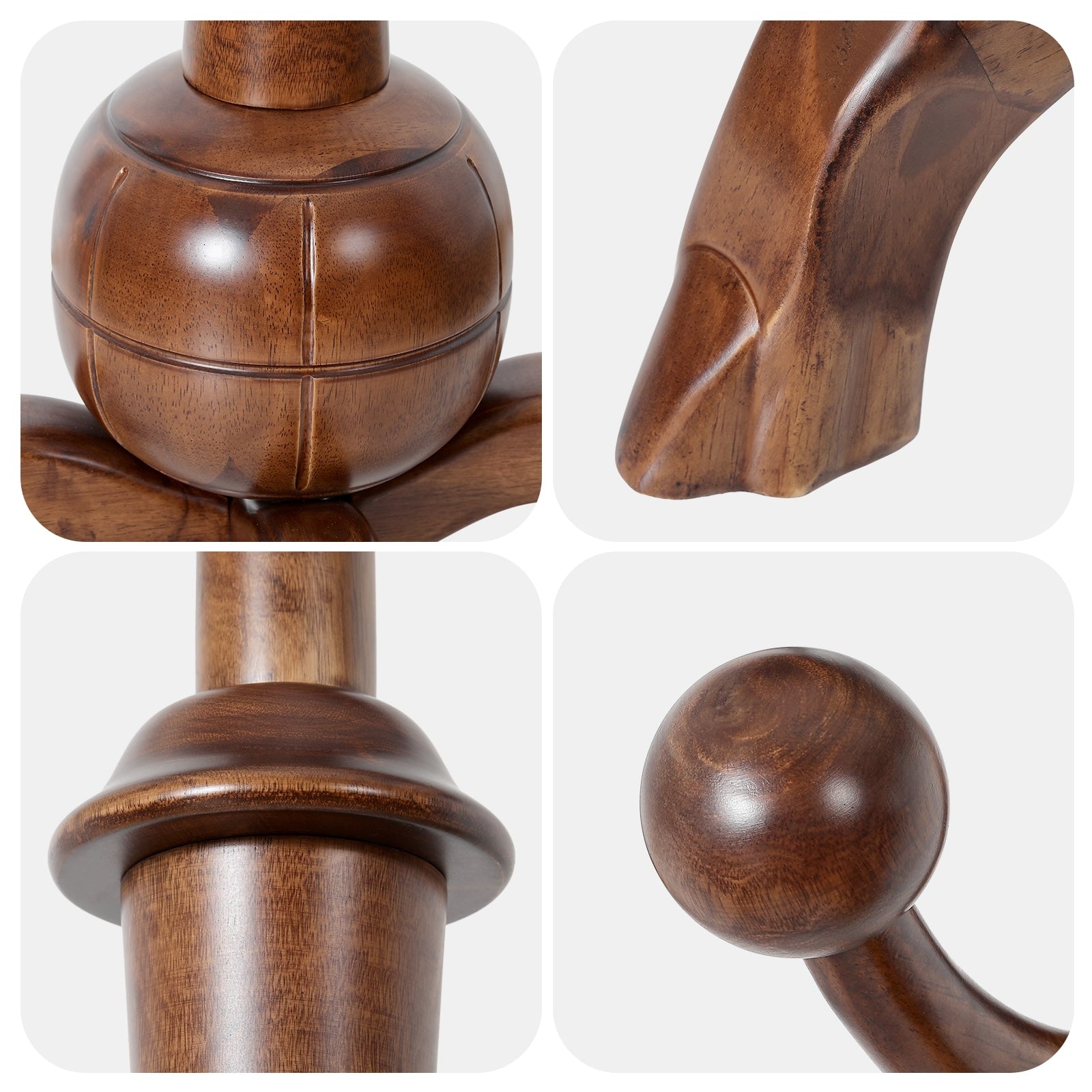 Tree-branch Rubberwood Freestanding Coat Rack with 8 Hooks - 24.5W x 70.87H