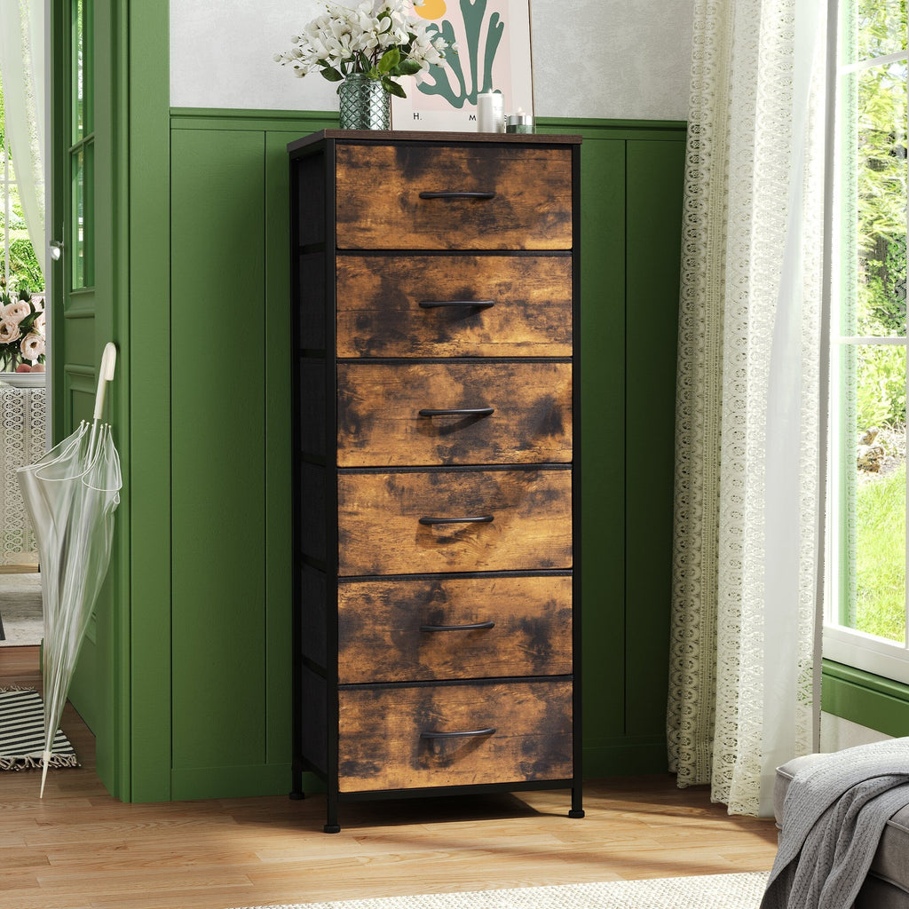 Commode verticale à 6 tiroirs avec plateau en bois Crestlive Products