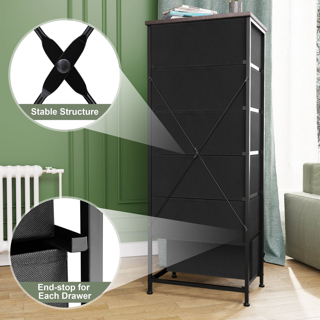 Commode verticale à 6 tiroirs avec plateau en bois Crestlive Products