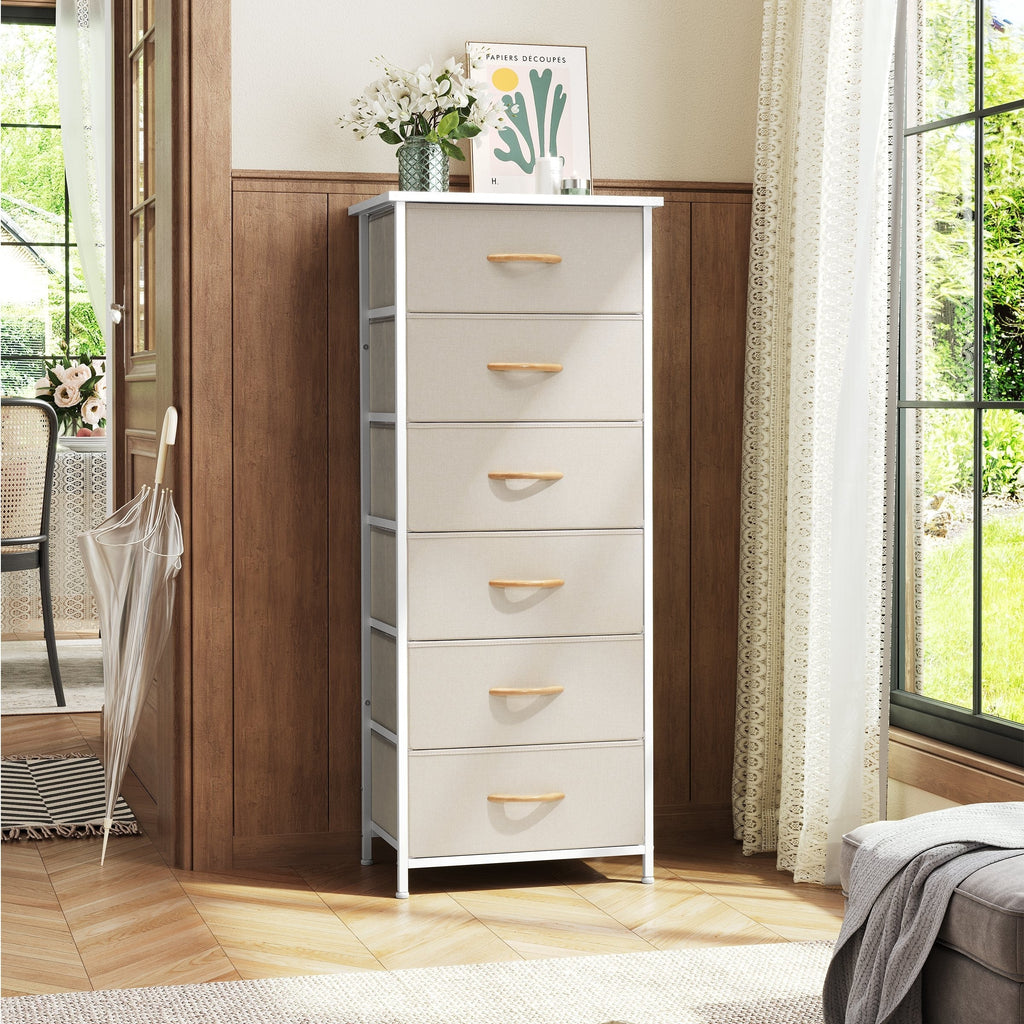 Commode verticale à 6 tiroirs avec plateau en bois Crestlive Products
