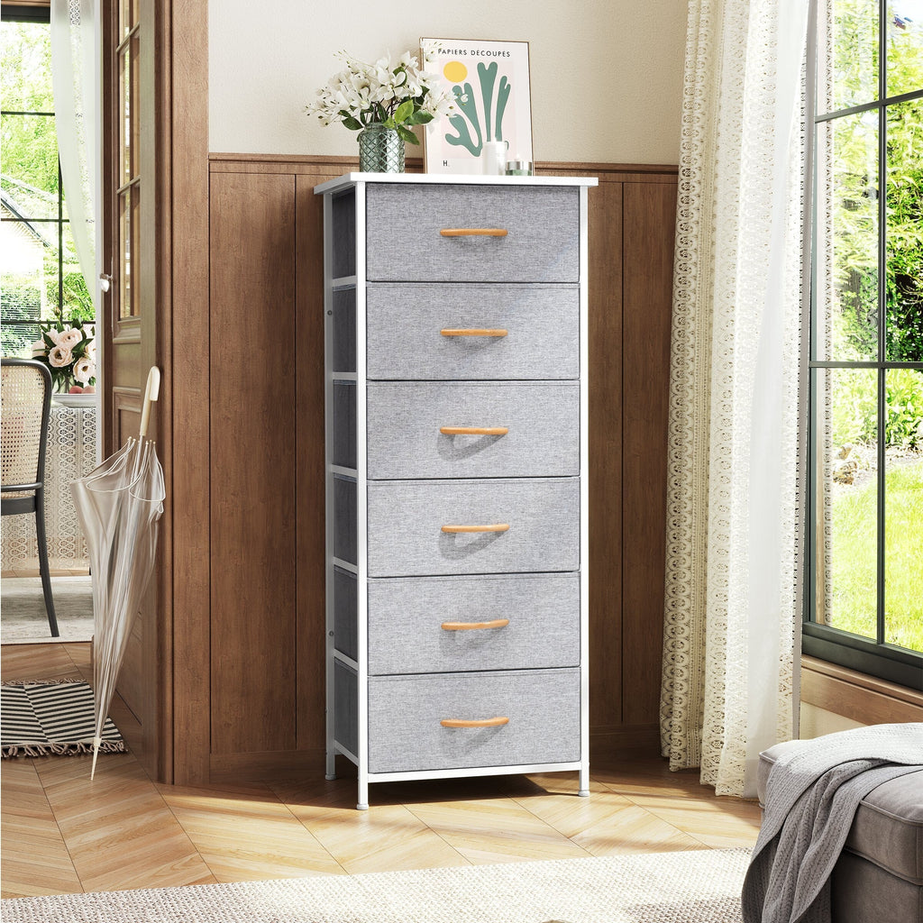 Commode verticale à 6 tiroirs avec plateau en bois Crestlive Products
