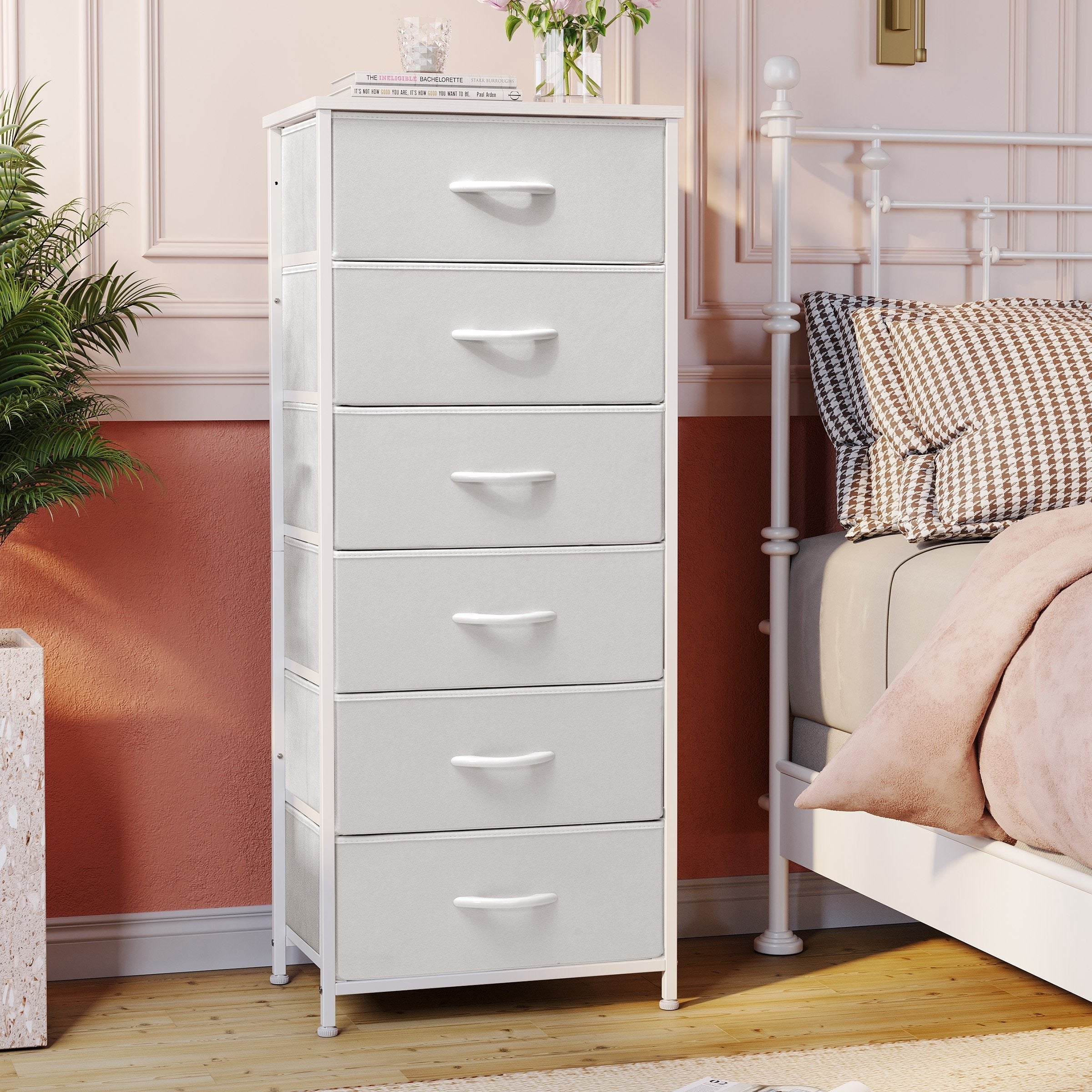 Commode verticale à 6 tiroirs avec plateau en bois Crestlive Products