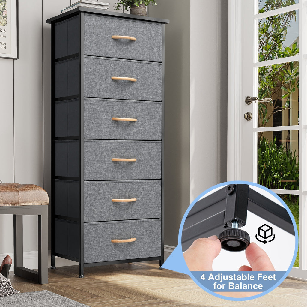 Commode verticale à 6 tiroirs avec plateau en bois Crestlive Products