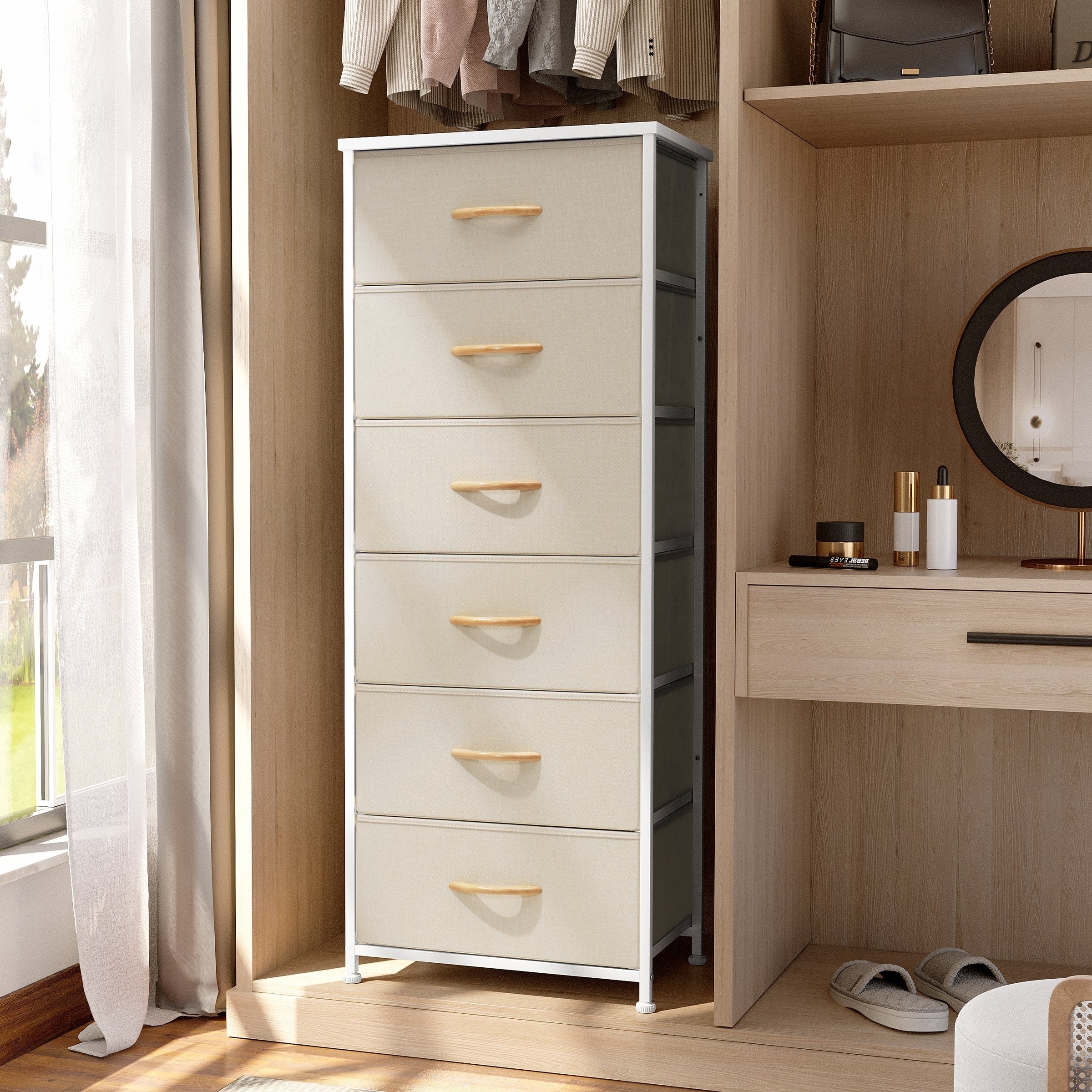 Commode verticale à 6 tiroirs avec plateau en bois Crestlive Products