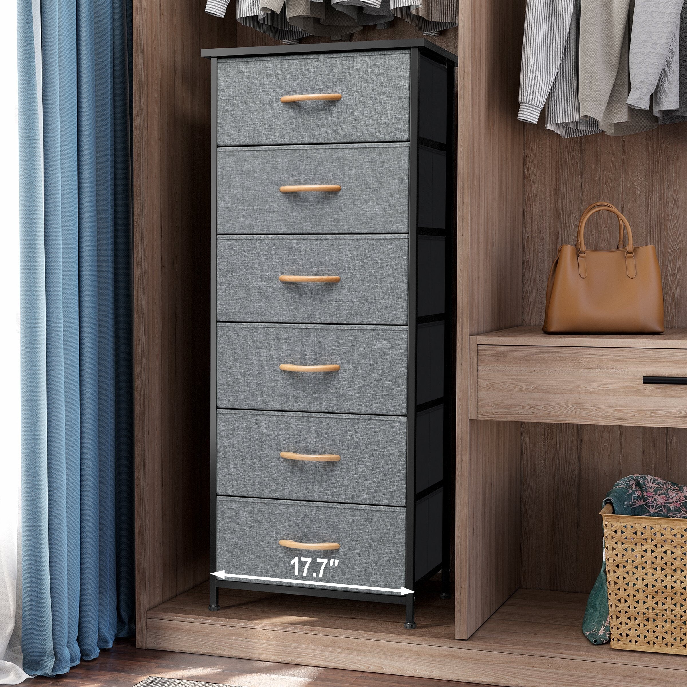 Commode verticale à 6 tiroirs avec plateau en bois Crestlive Products