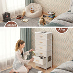Commode verticale à 6 tiroirs avec plateau en bois Crestlive Products