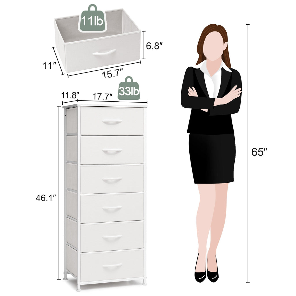 Commode verticale à 6 tiroirs avec plateau en bois Crestlive Products