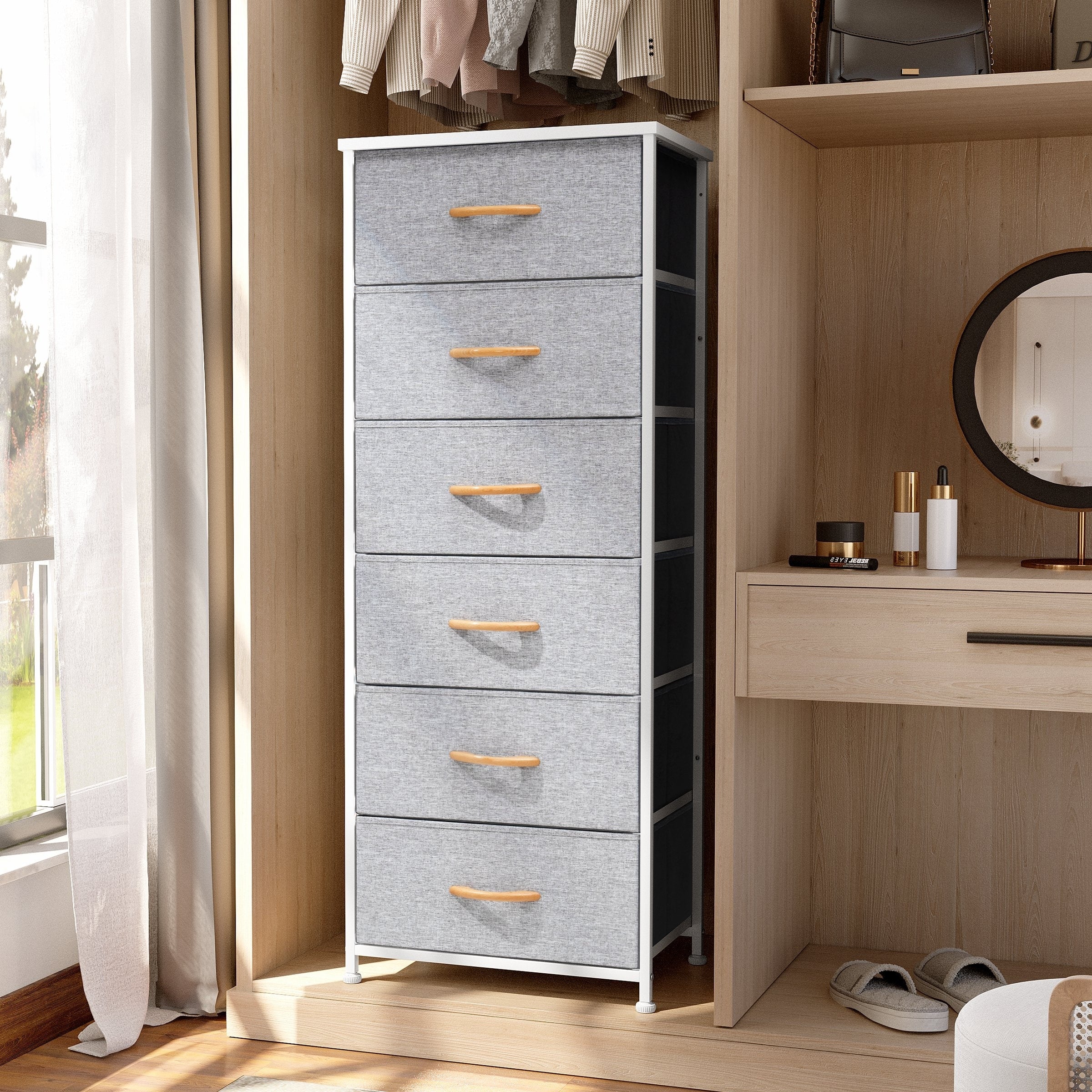 Commode verticale à 6 tiroirs avec plateau en bois Crestlive Products