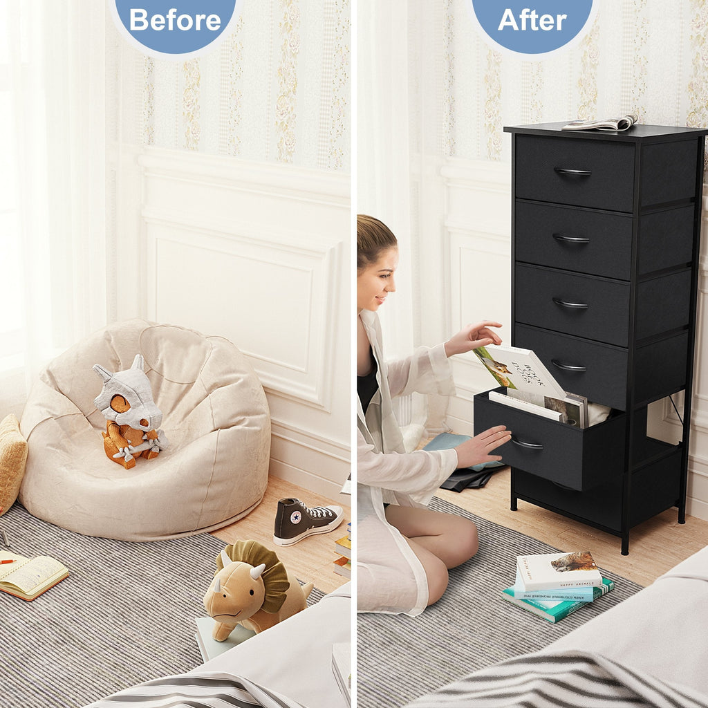 Commode verticale à 6 tiroirs avec plateau en bois Crestlive Products