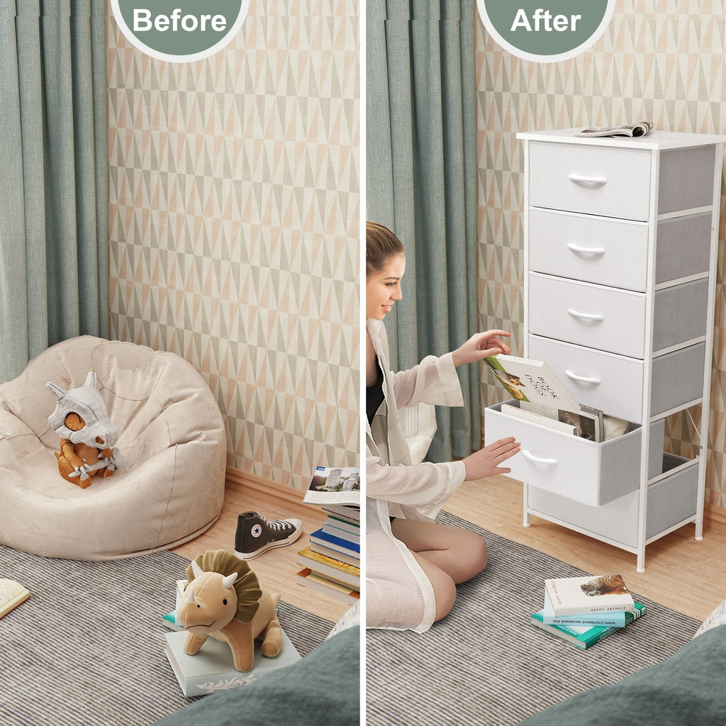 Commode verticale à 6 tiroirs avec plateau en bois Crestlive Products