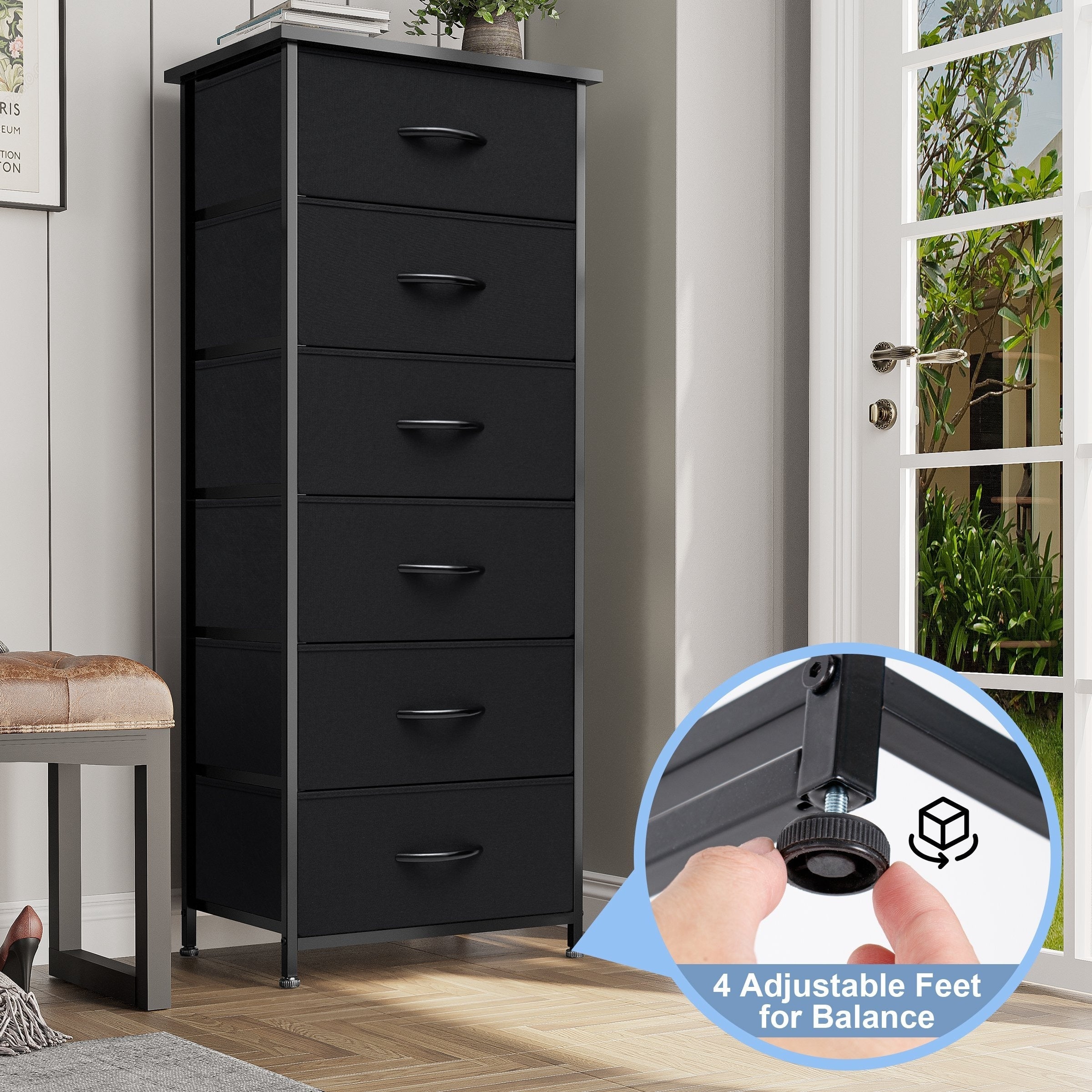 Commode verticale à 6 tiroirs avec plateau en bois Crestlive Products