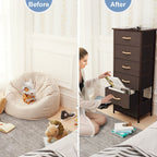 Commode verticale à 6 tiroirs avec plateau en bois Crestlive Products