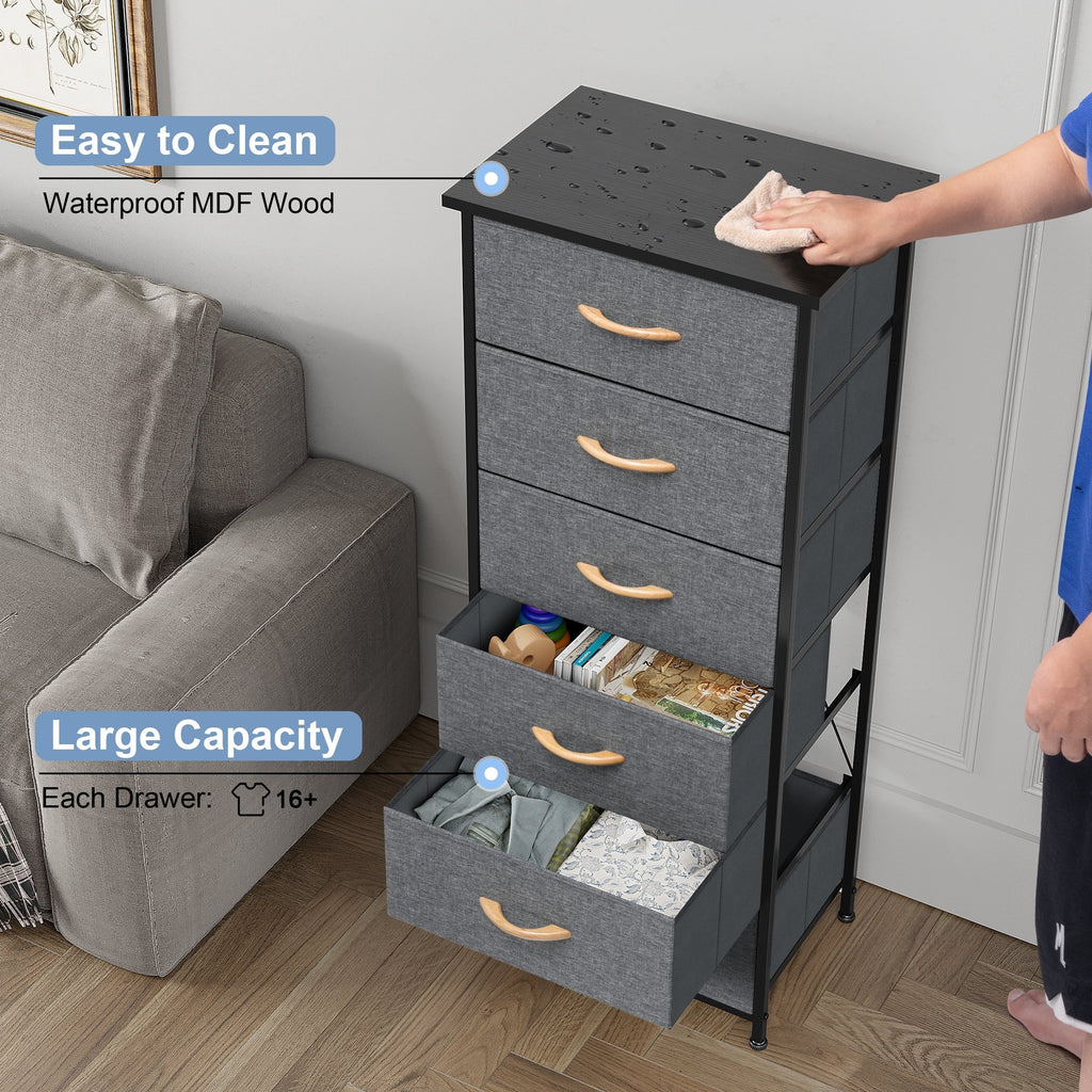 Commode verticale à 6 tiroirs avec plateau en bois Crestlive Products