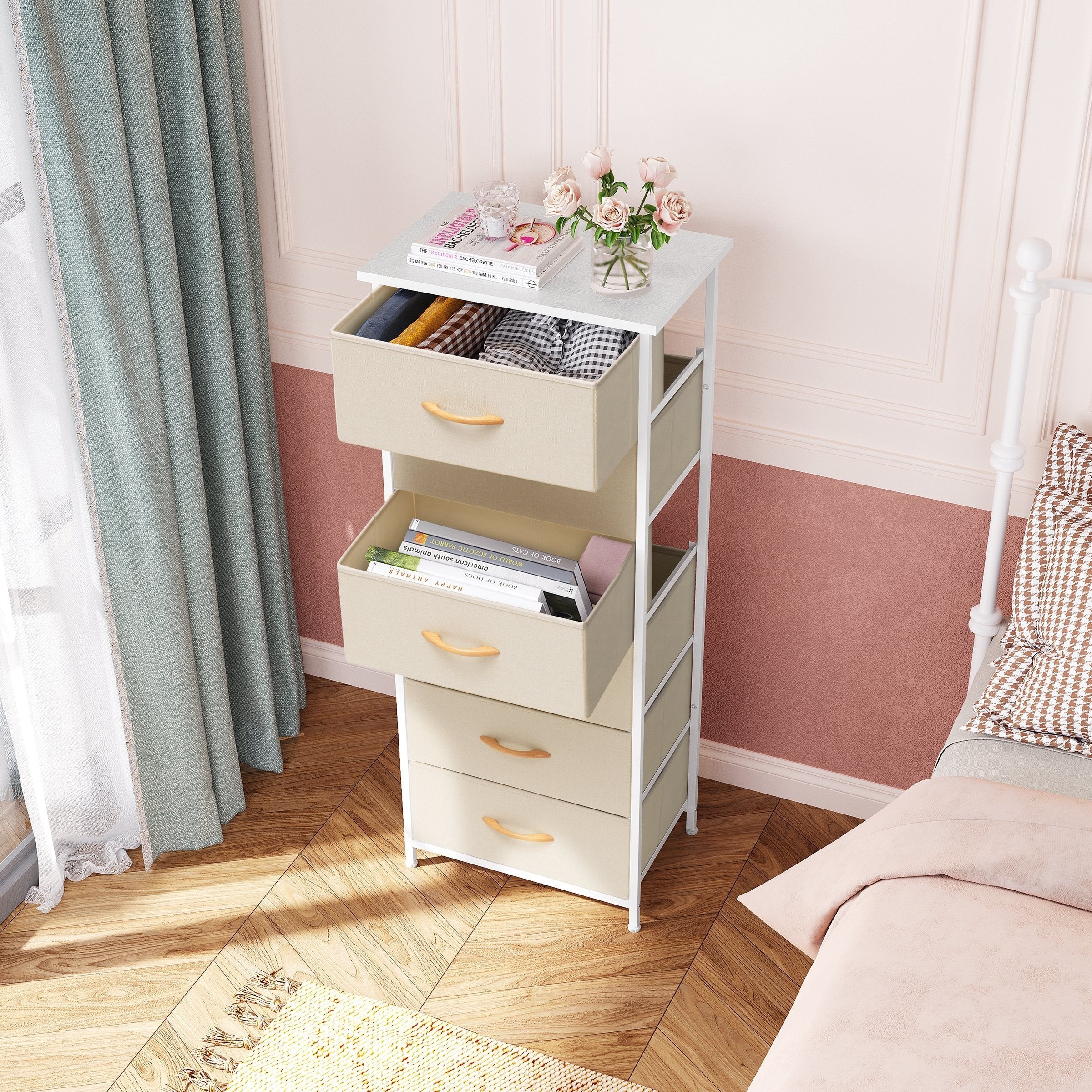 Commode verticale à 6 tiroirs avec plateau en bois Crestlive Products