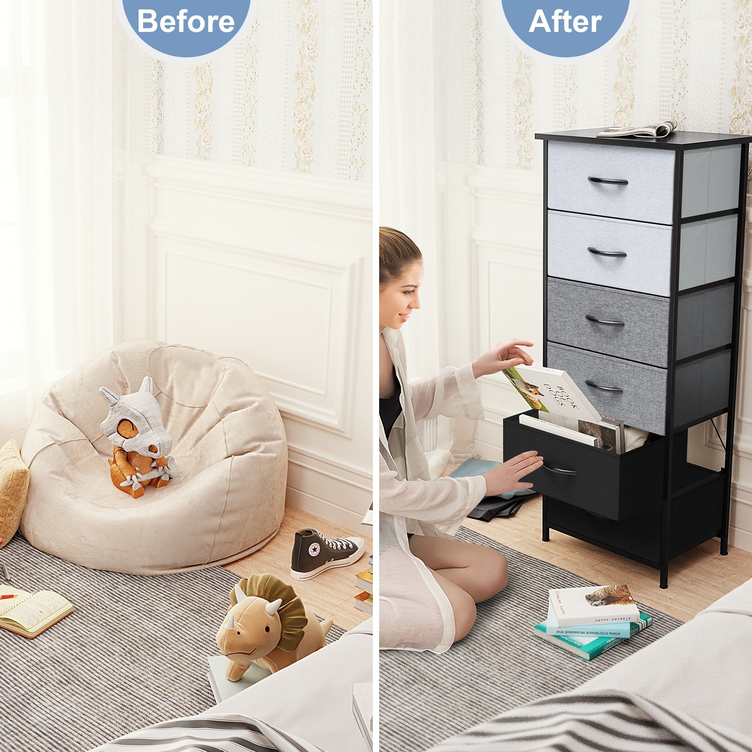 Commode verticale à 6 tiroirs avec plateau en bois Crestlive Products