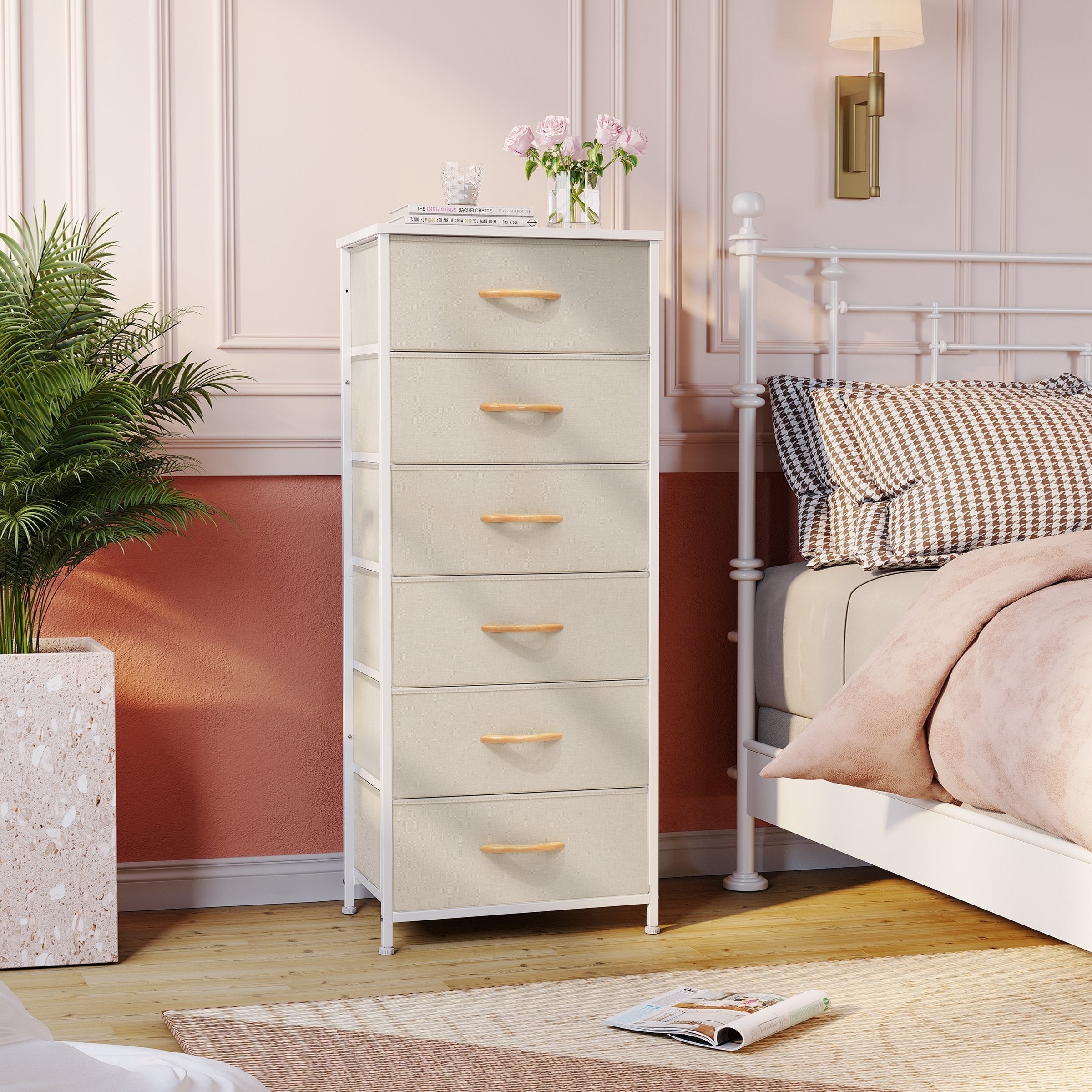 Commode verticale à 6 tiroirs avec plateau en bois Crestlive Products