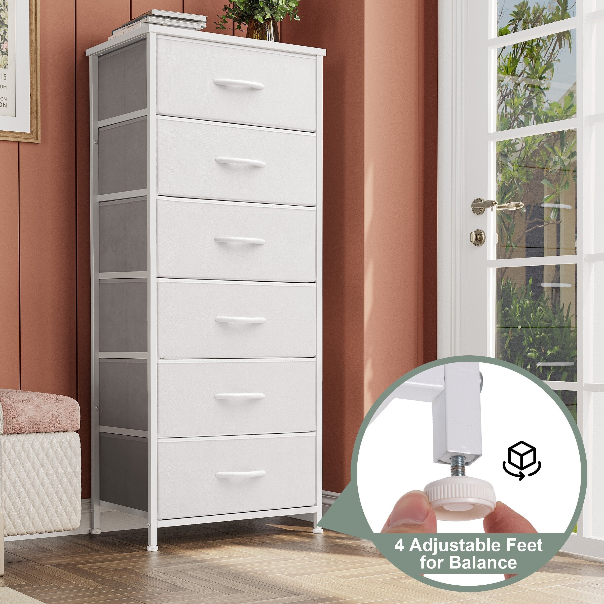 Commode verticale à 6 tiroirs avec plateau en bois Crestlive Products