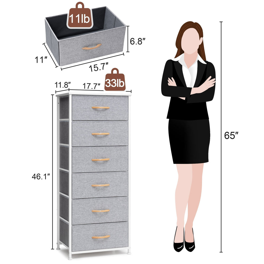 Commode verticale à 6 tiroirs avec plateau en bois Crestlive Products
