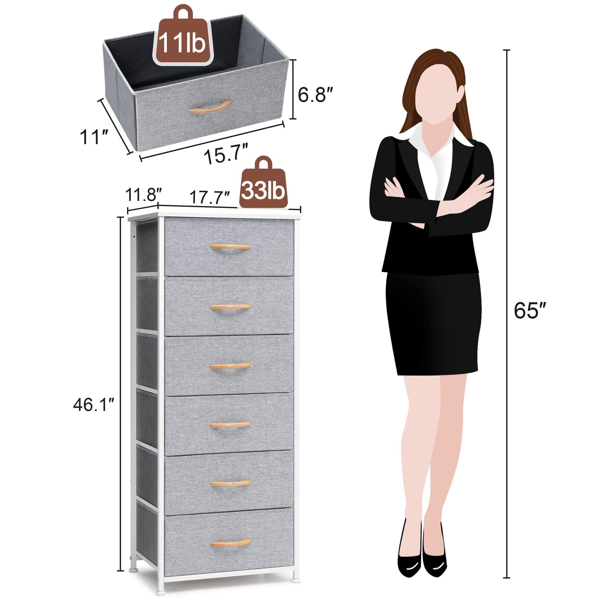 Commode verticale à 6 tiroirs avec plateau en bois Crestlive Products