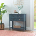 Console d'entrée en bois massif bleu antique Crestway
