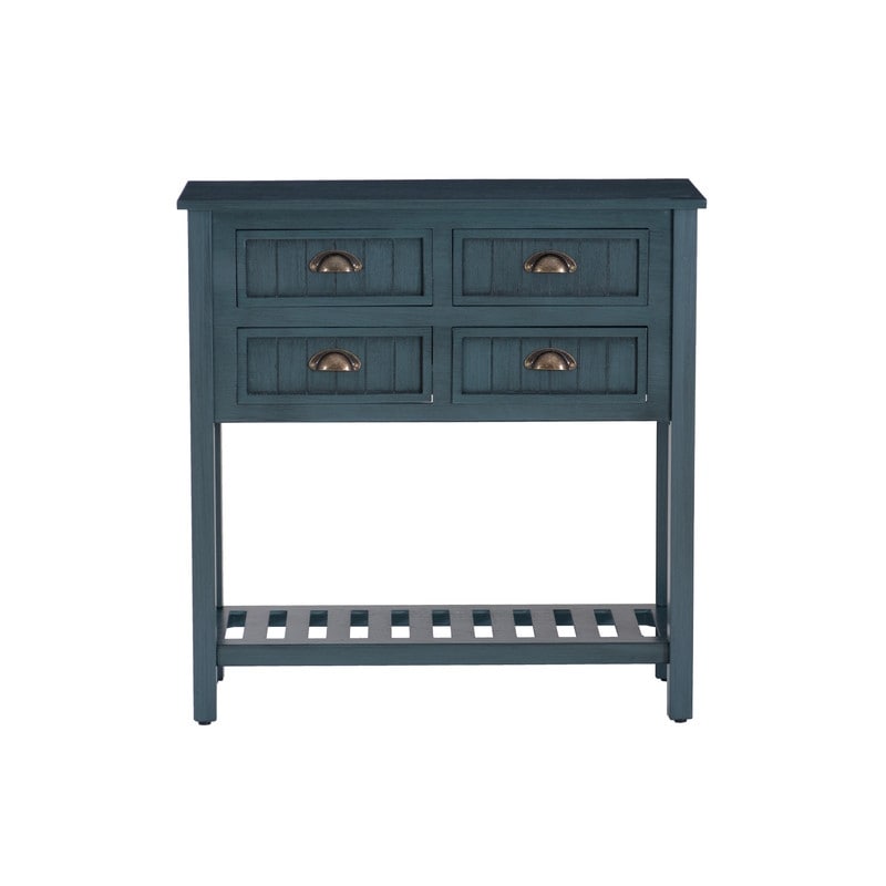Console d'entrée en bois massif bleu antique Crestway