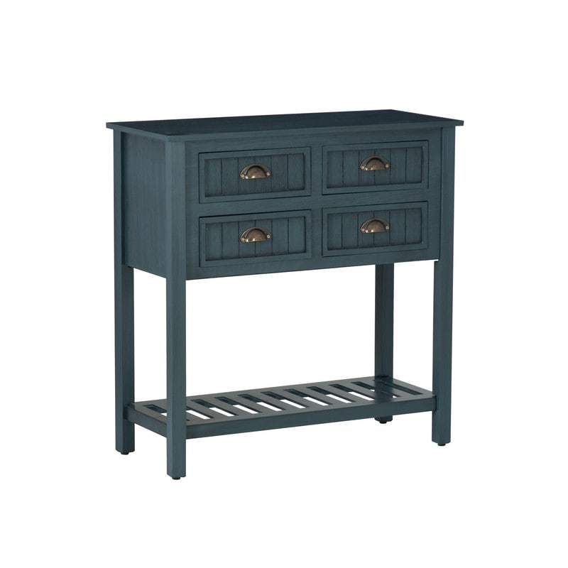Console d'entrée en bois massif bleu antique Crestway
