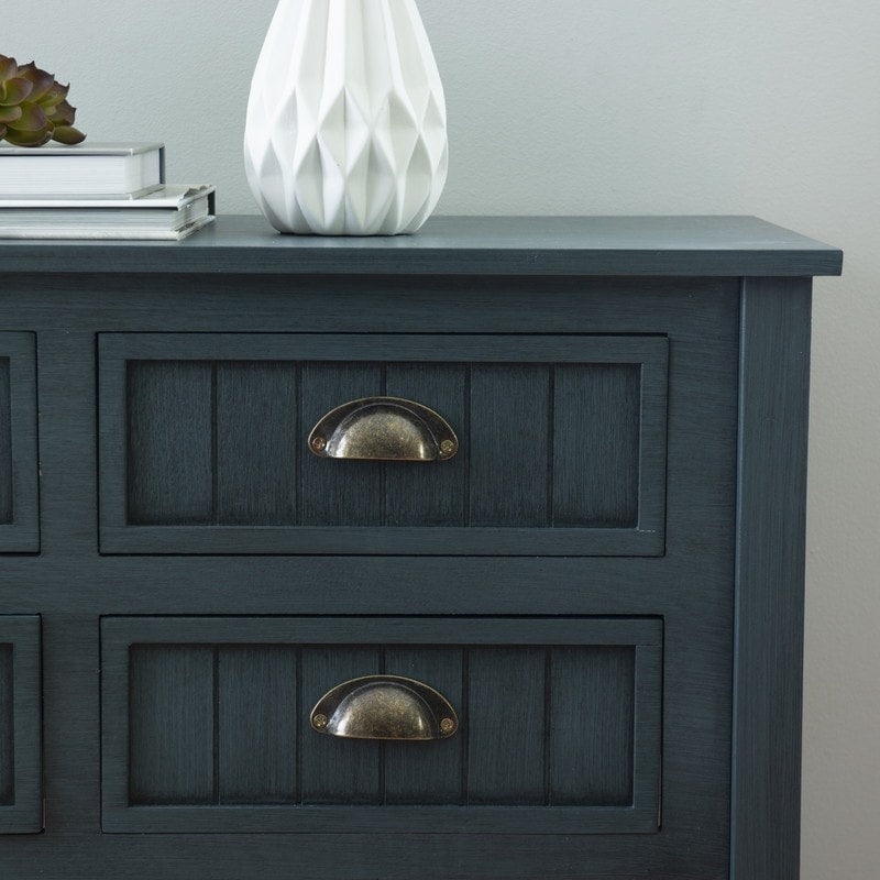 Console d'entrée en bois massif bleu antique Crestway