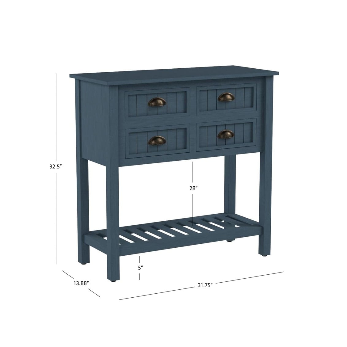 Console d'entrée en bois massif bleu antique Crestway