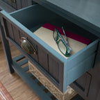 Console d'entrée en bois massif bleu antique Crestway
