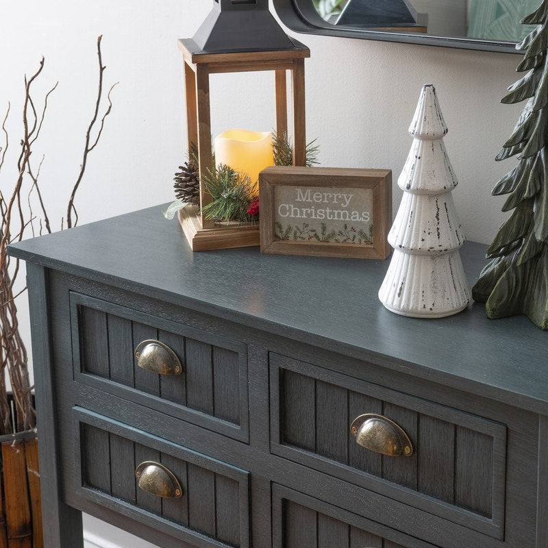 Console d'entrée en bois massif bleu antique Crestway