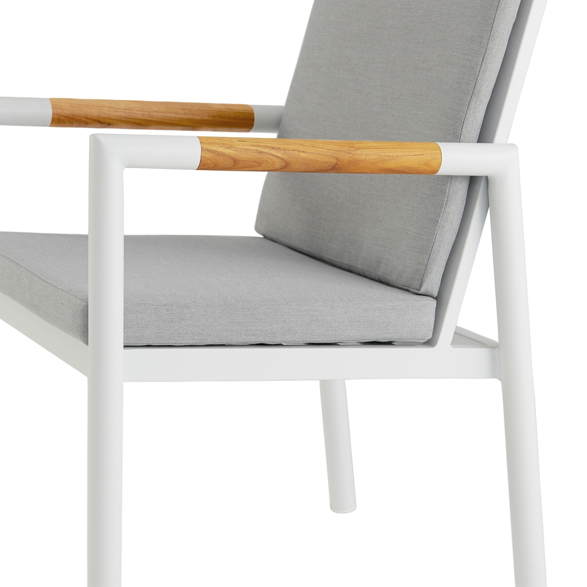 Ensemble de salle à manger d'extérieur Crown 5 pièces en aluminium et teck avec tissu gris