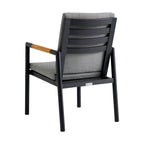 Ensemble de salle à manger d'extérieur Crown 5 pièces en aluminium et teck avec tissu gris