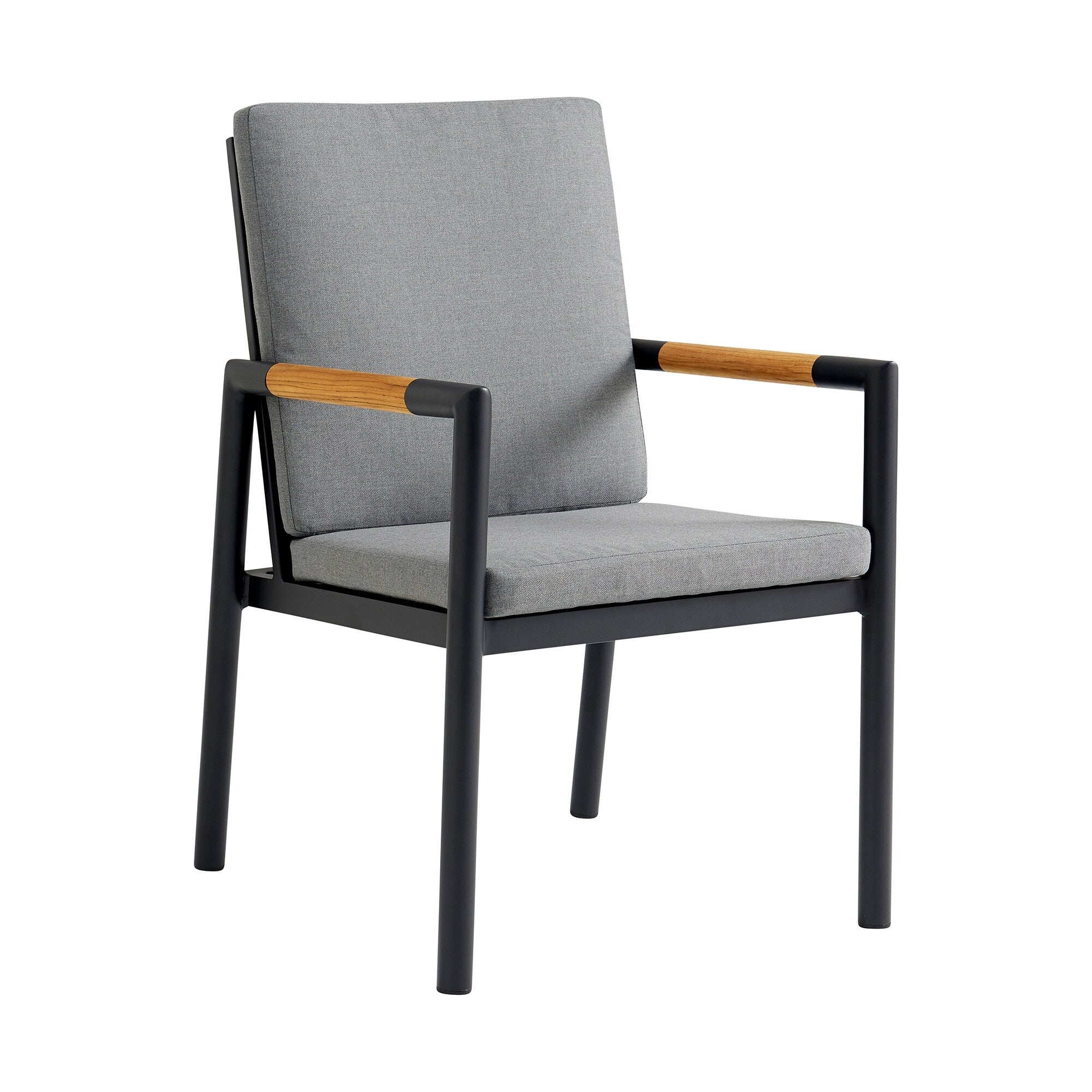 Ensemble de salle à manger d'extérieur Crown 5 pièces en aluminium et teck avec tissu gris