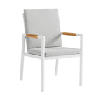 Ensemble de salle à manger d'extérieur Crown 5 pièces en aluminium et teck avec tissu gris