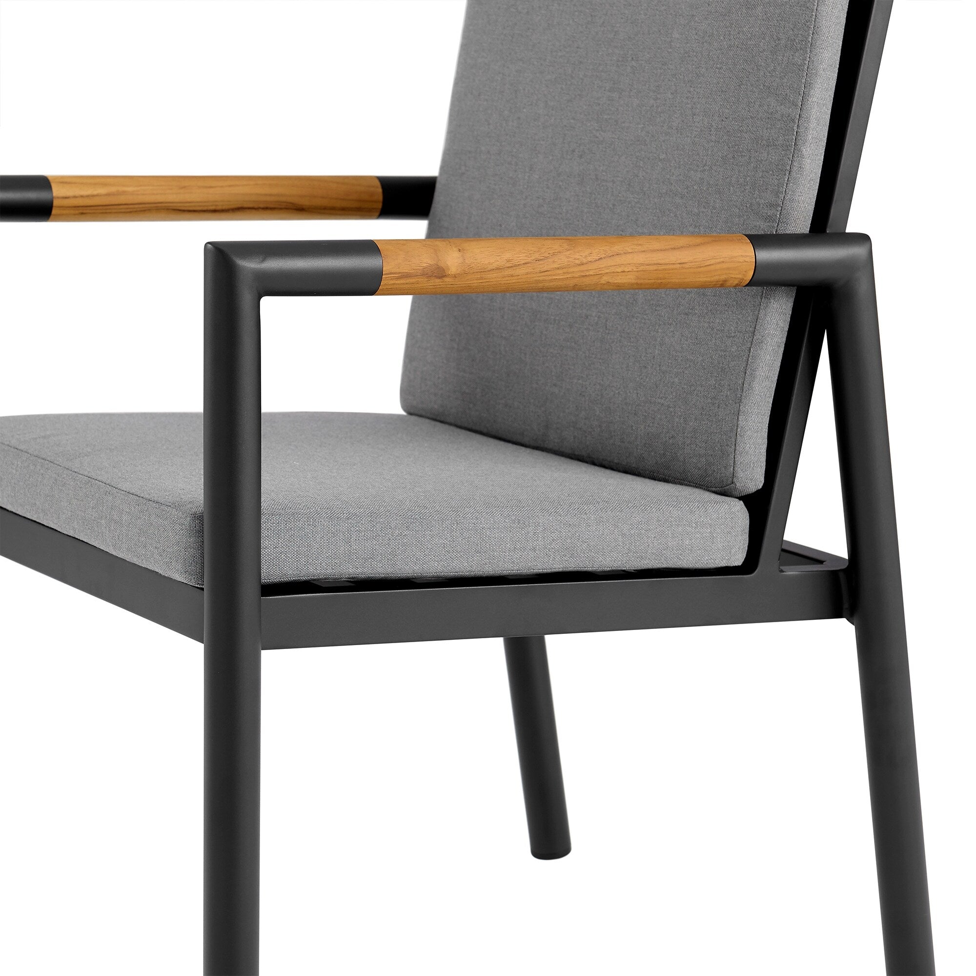 Ensemble de salle à manger d'extérieur Crown 5 pièces en aluminium et teck avec tissu gris