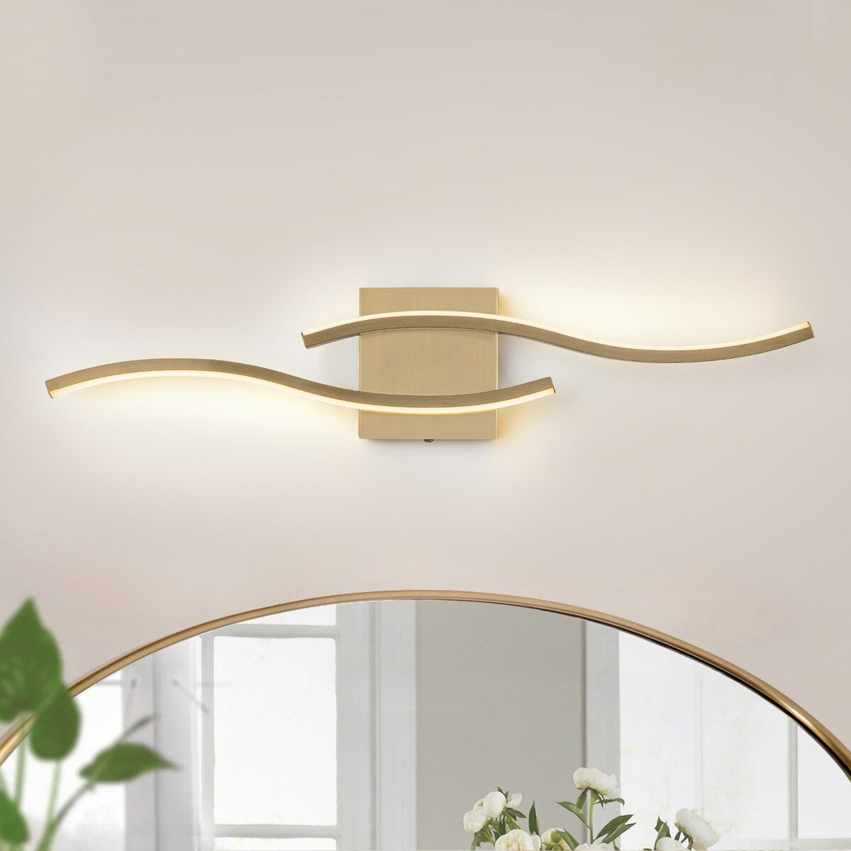 Applique murale linéaire à DEL Curve à intensité variable de 23,6 po de largeur pour meuble-lavabo de salle de bain, lumière froide/chaude