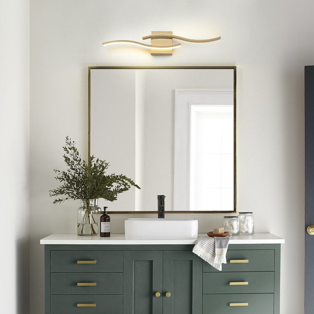 Applique murale linéaire à DEL Curve à intensité variable de 23,6 po de largeur pour meuble-lavabo de salle de bain, lumière froide/chaude