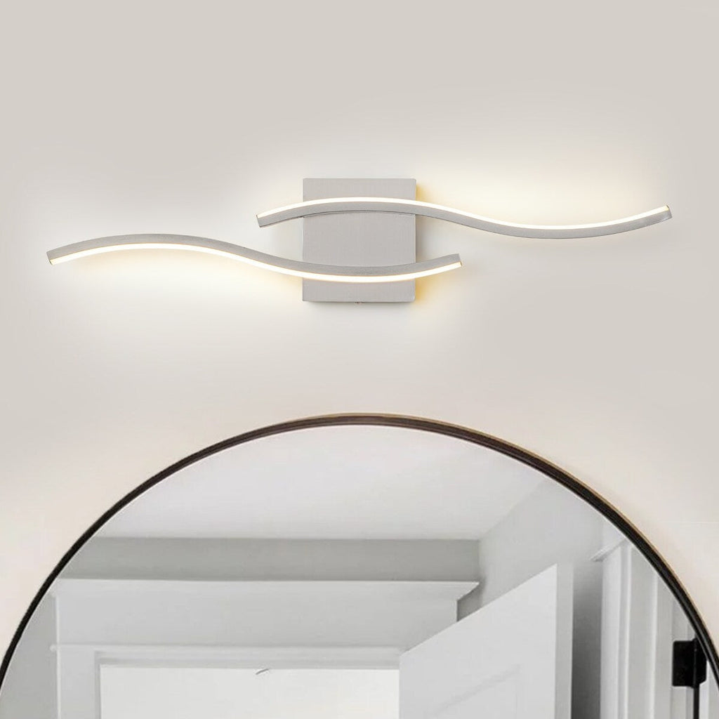 Applique murale linéaire à DEL Curve à intensité variable de 23,6 po de largeur pour meuble-lavabo de salle de bain, lumière froide/chaude
