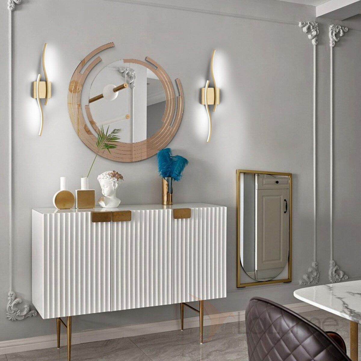 Applique murale linéaire à DEL Curve à intensité variable de 23,6 po de largeur pour meuble-lavabo de salle de bain, lumière froide/chaude
