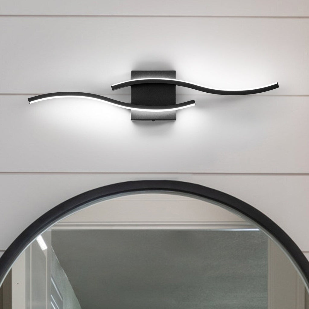 Applique murale linéaire à DEL Curve à intensité variable de 23,6 po de largeur pour meuble-lavabo de salle de bain, lumière froide/chaude