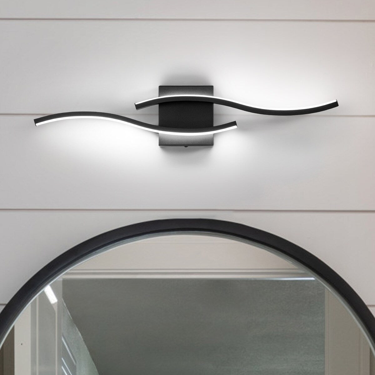 Applique murale linéaire à DEL Curve à intensité variable de 23,6 po de largeur pour meuble-lavabo de salle de bain, lumière froide/chaude
