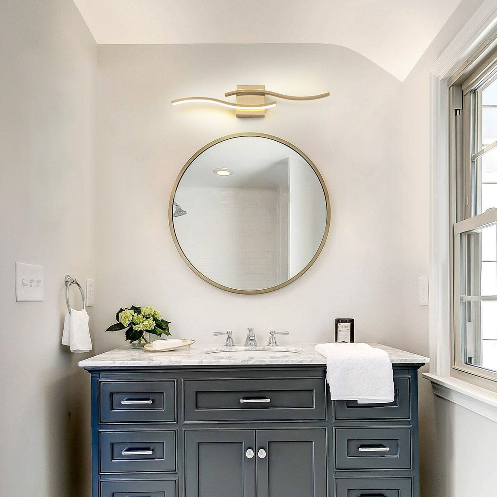 Applique murale linéaire à DEL Curve à intensité variable de 23,6 po de largeur pour meuble-lavabo de salle de bain, lumière froide/chaude