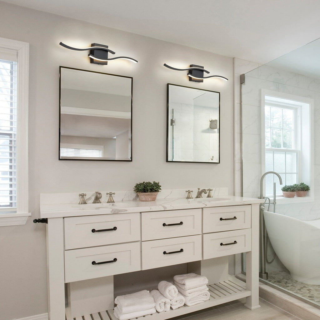 Applique murale linéaire à DEL Curve à intensité variable de 23,6 po de largeur pour meuble-lavabo de salle de bain, lumière froide/chaude