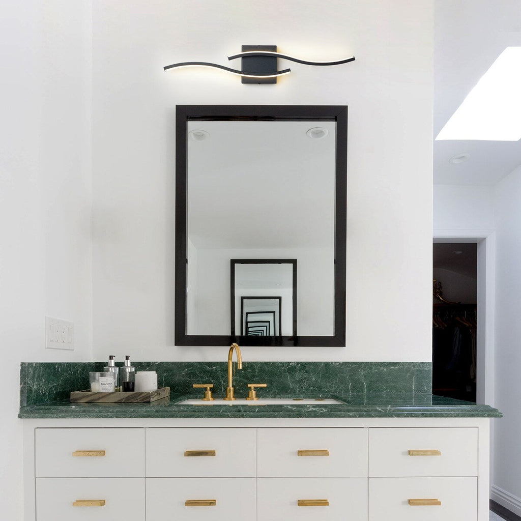 Applique murale linéaire à DEL Curve à intensité variable de 23,6 po de largeur pour meuble-lavabo de salle de bain, lumière froide/chaude