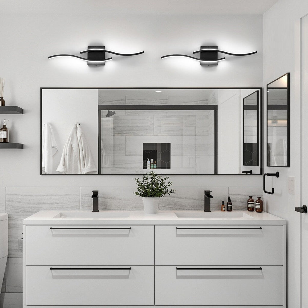 Applique murale linéaire à DEL Curve à intensité variable de 23,6 po de largeur pour meuble-lavabo de salle de bain, lumière froide/chaude
